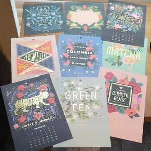 Rifle Paper Co. 2020 Coffee & Tea Hanging Calendar Pages- Pages Only!